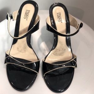 Franco Sarto Black Patent Charm Sandals 8